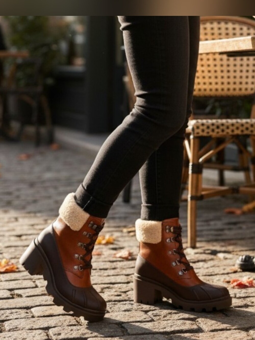 Madden Girl Women Rain Combat Duck Boots Chunky Block Heel Sz 10 M Brown Cognac